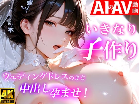 【AIのAV動画】いきなり子作り ウェディングドレスのまま中出し孕ませ！ 公式カバー画像